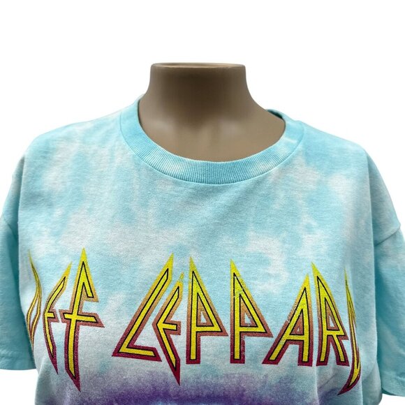 Def Leppard Adrenalize Blue White Tie Dye Band T-Shirt Short Sleeve Tee Small - Picture 10 of 10
